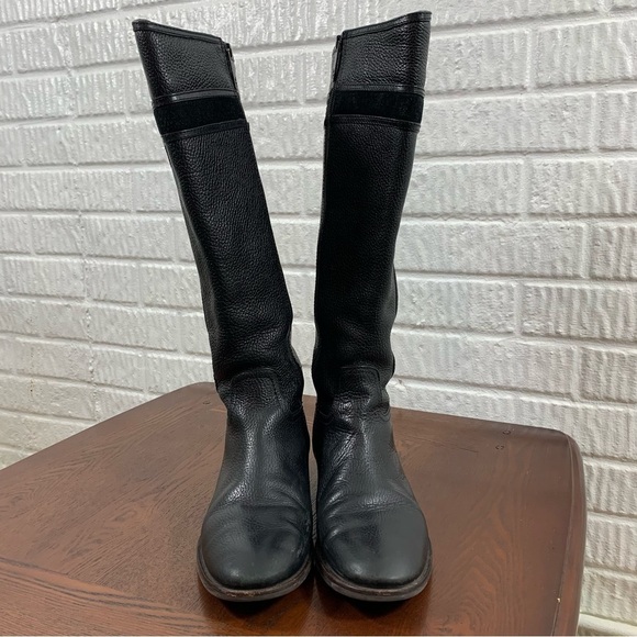 Tory Burch Alaina Leather Riding Boot Suede Trim 8.5 - Picture 7 of 13